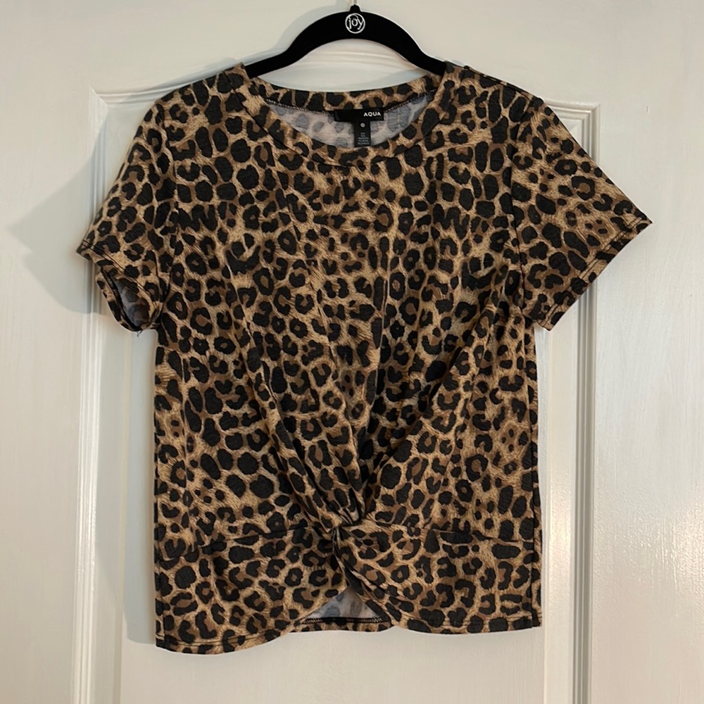 Aqua Knotted Leopard Top